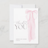 Pink Bow Minimalistisch Girl Baby Dusche Dankeskarte (Vorderseite)