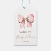 Pink Bow Minimalistisch Girl Baby Dusche Geschenkanhänger (Vorderseite)