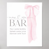 Pink Bow Minimalistisch Girl Baby Dusche Momosa Ba Poster (Vorne)