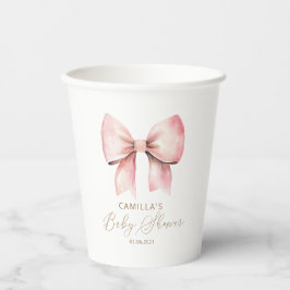 Pink Bow Minimalistisch Girl Baby Dusche Pappbecher