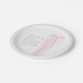 Pink Bow Minimalistisch Girl Baby Dusche Pappteller (Schrägansicht)