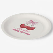 Pink Bow Minimalistisch Girl Baby Dusche Pappteller (Schrägansicht)