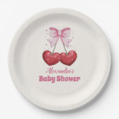 Pink Bow Minimalistisch Girl Baby Dusche Pappteller (Vorderseite)