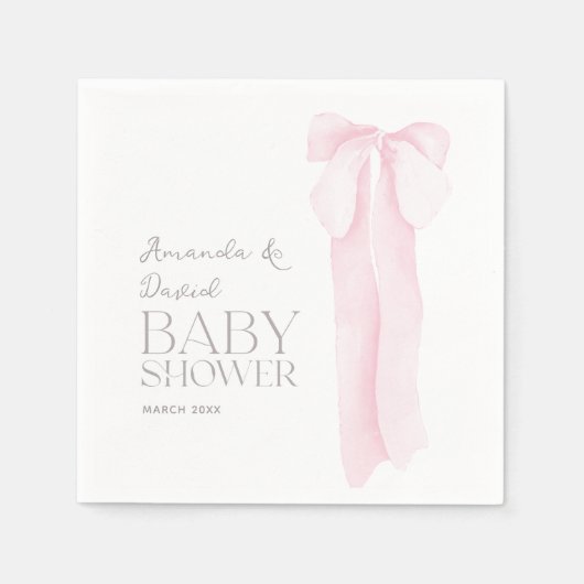 Pink Bow Minimalistisch Girl Baby Dusche Serviette (Vorderseite)