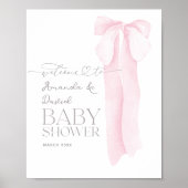 Pink Bow Minimalistisch Girl Baby Dusche Willkomme Poster (Vorne)