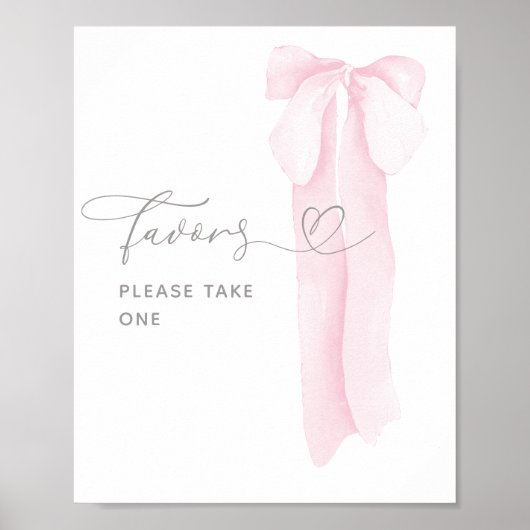 Pink Bow Minimalistisch Girl Baby Duwer Favoriten Poster (Vorne)