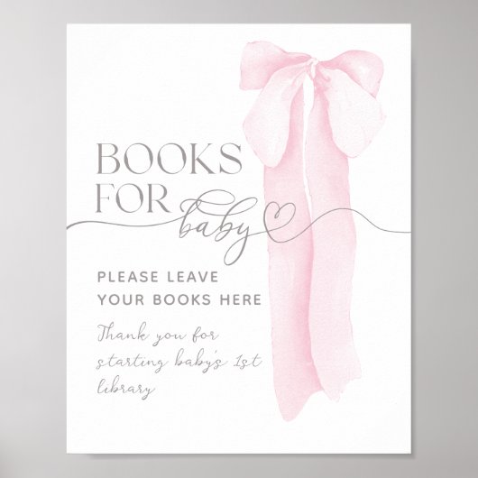 Pink Bow Minimalistisch Girl Baby Showbook Poster (Vorne)