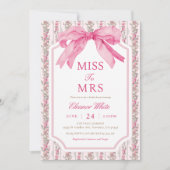 Pink Bow Miss Mrs. Brautparty Einladung (Vorderseite)