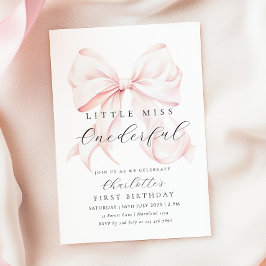 Pink Bow Miss Onederful Einladung zum ersten Gebur