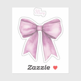 Pink Bow mit Name Vinyl Sticker