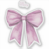 Pink Bow mit Name Vinyl Sticker (Vorderseite)