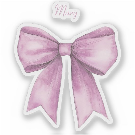 Pink Bow mit Name Vinyl Sticker (Vorderseite)