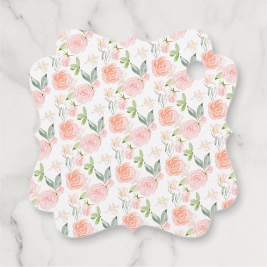 Pink Bow mit Streifen Popcorn Babydusche Geschenkanhänger (Rückseite)