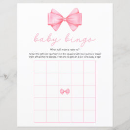Pink Bow Modern Baby Dusche Bingo Spiel