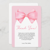 Pink Bow Modern Baby Dusche Danke Karte (Vorne/Hinten)