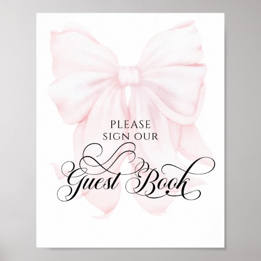 Pink Bow Modern Baby Showbook Poster (Vorne)