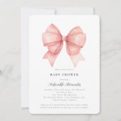 Pink Bow Modern Coquette Girl Babydusche Einladung (Vorderseite)