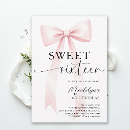 Pink Bow Modern Elegant Simple Chic Sweet 16 Einladung