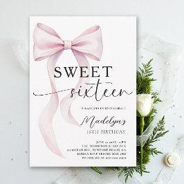 Pink Bow Modern Elegant Simple Classy Sweet 16 Einladung