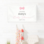 Pink Bow Modern Girl Baby Dusche Banner (Insitu)
