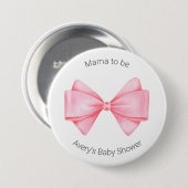 Pink Bow Modern Girl Baby Dusche Button (Vorne & Hinten)