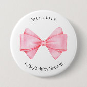 Pink Bow Modern Girl Baby Dusche Button (Vorderseite)