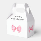 Pink Bow Modern Girl Baby Dusche Geschenkschachtel (Rückseite)