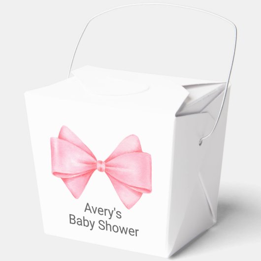 Pink Bow Modern Girl Baby Dusche Geschenkschachtel (Vorderseite)