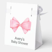 Pink Bow Modern Girl Baby Dusche Geschenkschachtel (Rückseite)