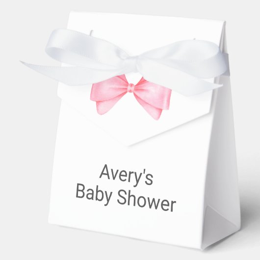 Pink Bow Modern Girl Baby Dusche Geschenkschachtel (Vorderseite)