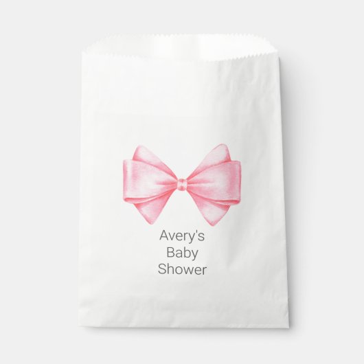 Pink Bow Modern Girl Baby Dusche Geschenktütchen (Vorderseite)