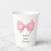 Pink Bow Modern Girl Baby Dusche Pappbecher (Rückseite)