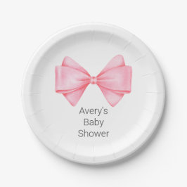 Pink Bow Modern Girl Baby Dusche Pappteller