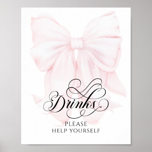 Pink Bow Moderne Baby Dusche Getränke Poster (Vorne)