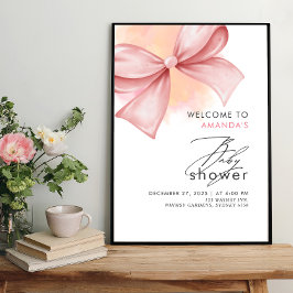 Pink Bow Moderne Babydusche Poster