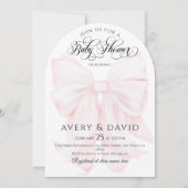 Pink Bow Moderne Elegante Girl Baby Dusche Einladung (Vorderseite)