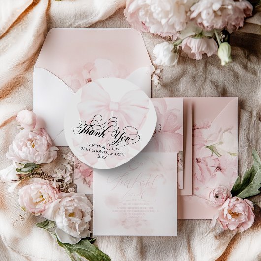 Pink Bow Moderne Elegante Girl Baby Dusche Runder Aufkleber