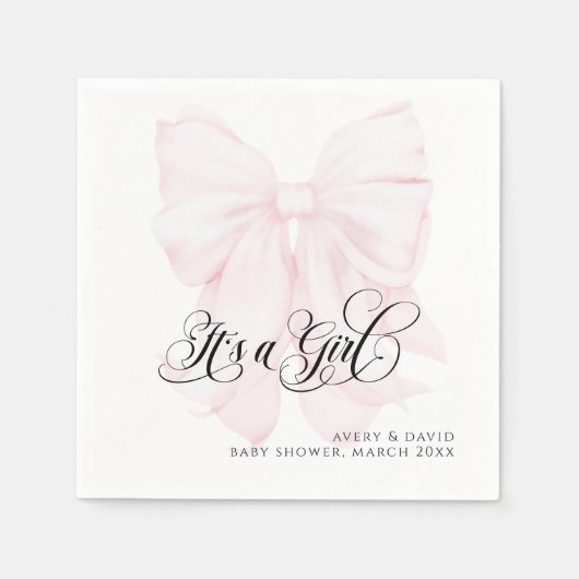 Pink Bow Moderne Elegante Girl Baby Dusche Serviette (Vorderseite)