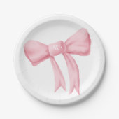 Pink Bow Monogram Preppy Pappteller (Vorderseite)