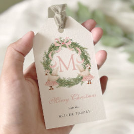 Pink Bow Monogram Wappen Christmas Geschenkanhänger