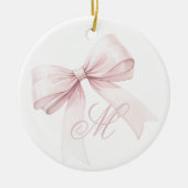 Pink Bow Monogram Weihnachtsschmuck (Vorne)