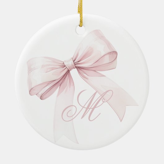 Pink Bow Monogram Weihnachtsschmuck (Hinten)