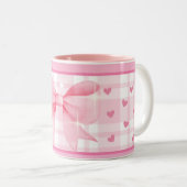 Pink Bow Mug- Cute Aesthetic Coffee Cup Zweifarbige Tasse (VorderseiteRechts)