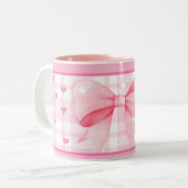 Pink Bow Mug- Cute Aesthetic Coffee Cup Zweifarbige Tasse (Vorderseite Links)