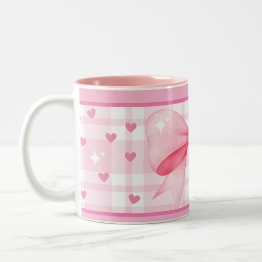 Pink Bow Mug- Cute Aesthetic Coffee Cup Zweifarbige Tasse (Links)