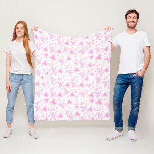 Pink Bow Muster Kawaii Herz und Ribbons Fleecedecke