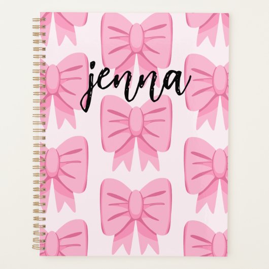 Pink Bow Muster Plane mit Name Planer (Vorderseite)
