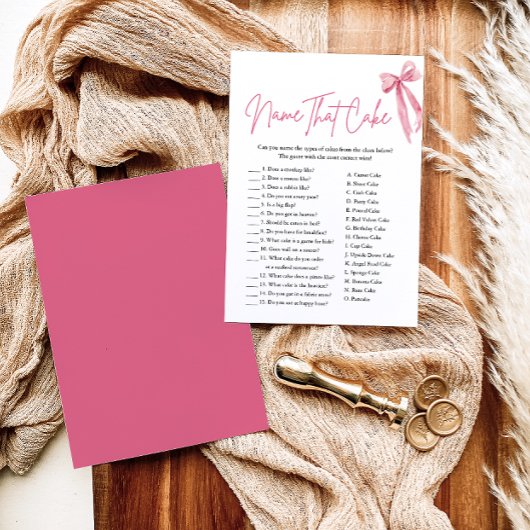 Pink Bow Name, das Cake Brautparty Game Einladung