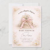 Pink Bow New Chapter Begins Baby Shower Einladung (Vorderseite)