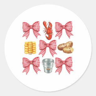 Pink Bow Niedlich Coquette Crawfish Boil Y2k Girl  Runder Aufkleber